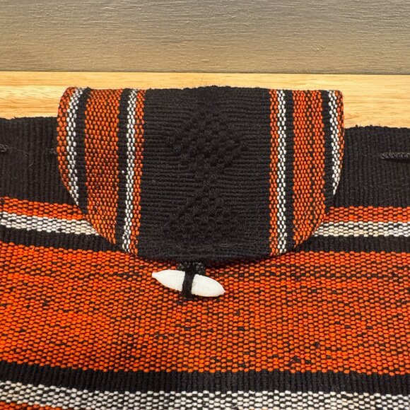 Denver Broncos Woven Backpack with Drawstring and Button Closure Black & Orange - Picture 3 of 5